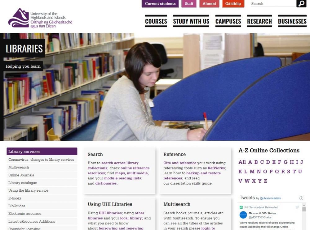 Library homepage